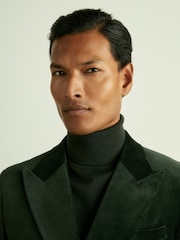 Reiss Forest Green Royale Velvet Double-Breasted Blazer - Image 4 of 8