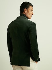 Reiss Forest Green Royale Velvet Double-Breasted Blazer - Image 5 of 8