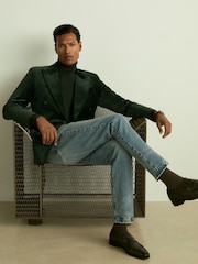 Reiss Forest Green Royale Velvet Double-Breasted Blazer - Image 6 of 8