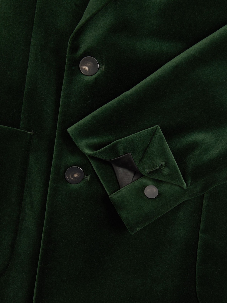 Reiss Forest Green Royale Velvet Double-Breasted Blazer - Image 8 of 8