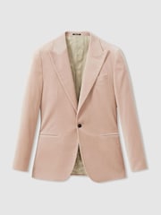 Reiss Porcelain Pink Apsara Velvet Single Breasted Blazer - Image 2 of 7