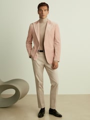 Reiss Porcelain Pink Apsara Velvet Single Breasted Blazer - Image 3 of 7