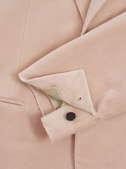 Reiss Porcelain Pink Apsara Velvet Single Breasted Blazer - Image 6 of 7