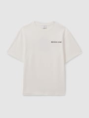 Reiss White/Blue Carpano Reiss | Ché Oversized Cotton Aperitif Print T-Shirt - Image 2 of 5