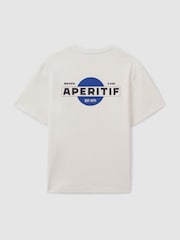 Reiss White/Blue Carpano Reiss | Ché Oversized Cotton Aperitif Print T-Shirt - Image 3 of 5