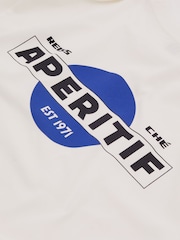 Reiss White/Blue Carpano Reiss | Ché Oversized Cotton Aperitif Print T-Shirt - Image 4 of 5