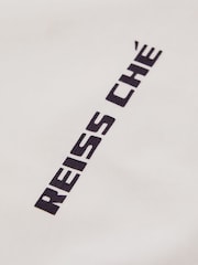 Reiss White/Blue Carpano Reiss | Ché Oversized Cotton Aperitif Print T-Shirt - Image 5 of 5