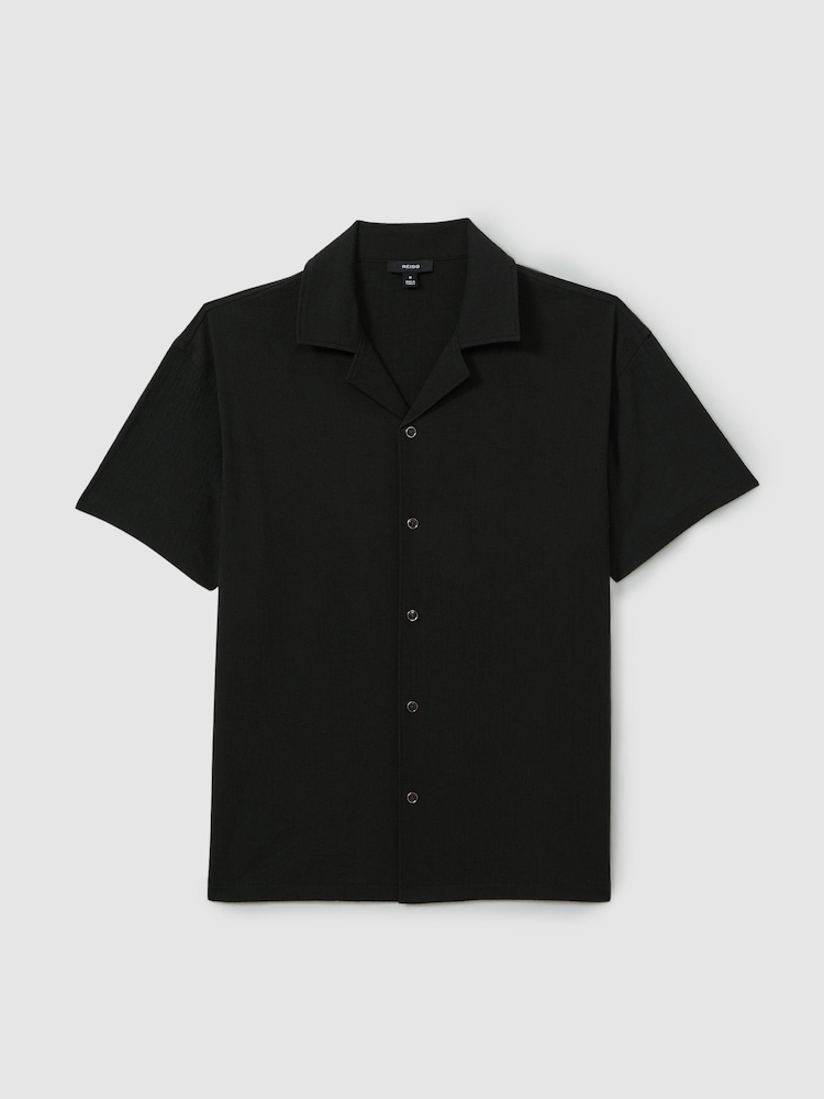 Reiss Emerald Hunt Textured Cuban Collar Shirt - Image 2 of 5