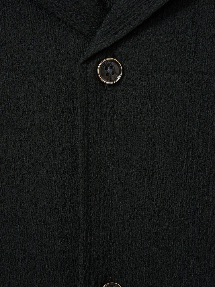 Smaragd - Reiss Hunt Strukturiertes Hemd mit kubanischem Kragen - Bild 5 von 5