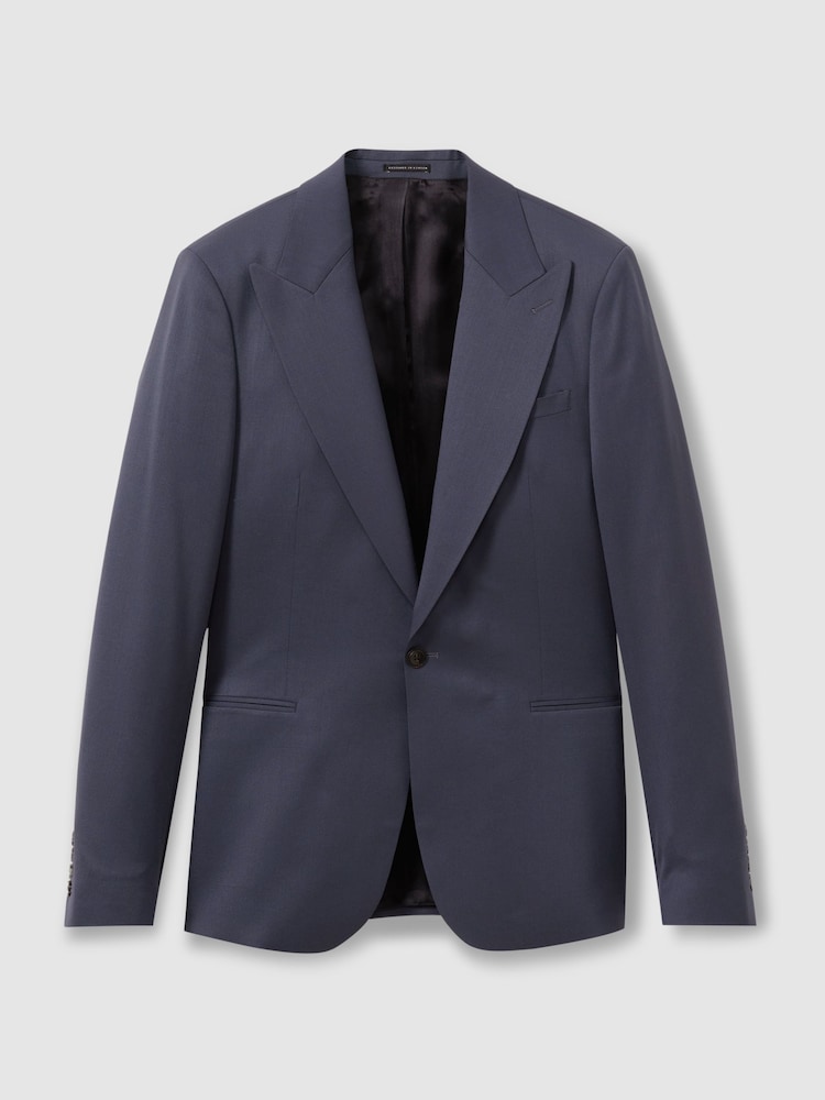 Reiss Airforce Blue Bartley Textured Wool Single Breasted Slim Fit Blazer - Image 2 of 7