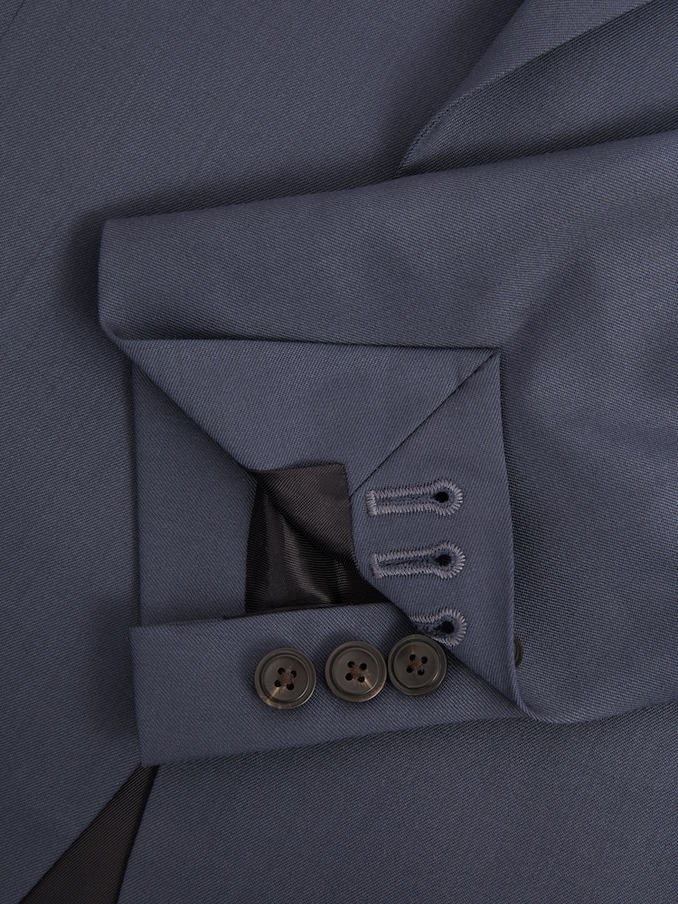 Reiss Airforce Blue Bartley Textured Wool Single Breasted Slim Fit Blazer - Image 7 of 7