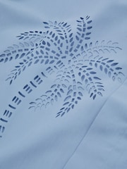 Reiss Soft Blue Isola Reiss | Ché Poplin Laser Cut-Out Cuban Collar Shirt - Image 5 of 6