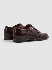 Reiss Oxblood Amalfi Leather Double Monk Strap Shoes - Image 4 of 5