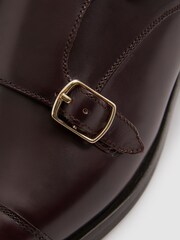 Reiss Oxblood Amalfi Leather Double Monk Strap Shoes - Image 5 of 5