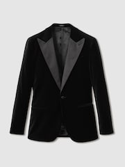 Reiss Black Diamond Velvet Single-Breasted Tuxedo Jacket - Image 2 of 7