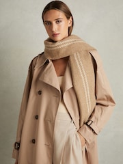 Reiss Camel Liana Wool-Cashmere Fringed Scarf - Image 2 of 5