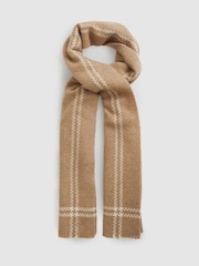 Reiss Camel Liana Wool-Cashmere Fringed Scarf - Image 3 of 5