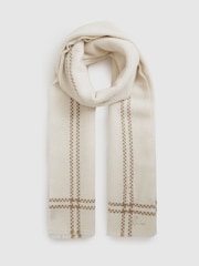Reiss Cream Liana Wool-Cashmere Fringed Scarf - Image 1 of 4