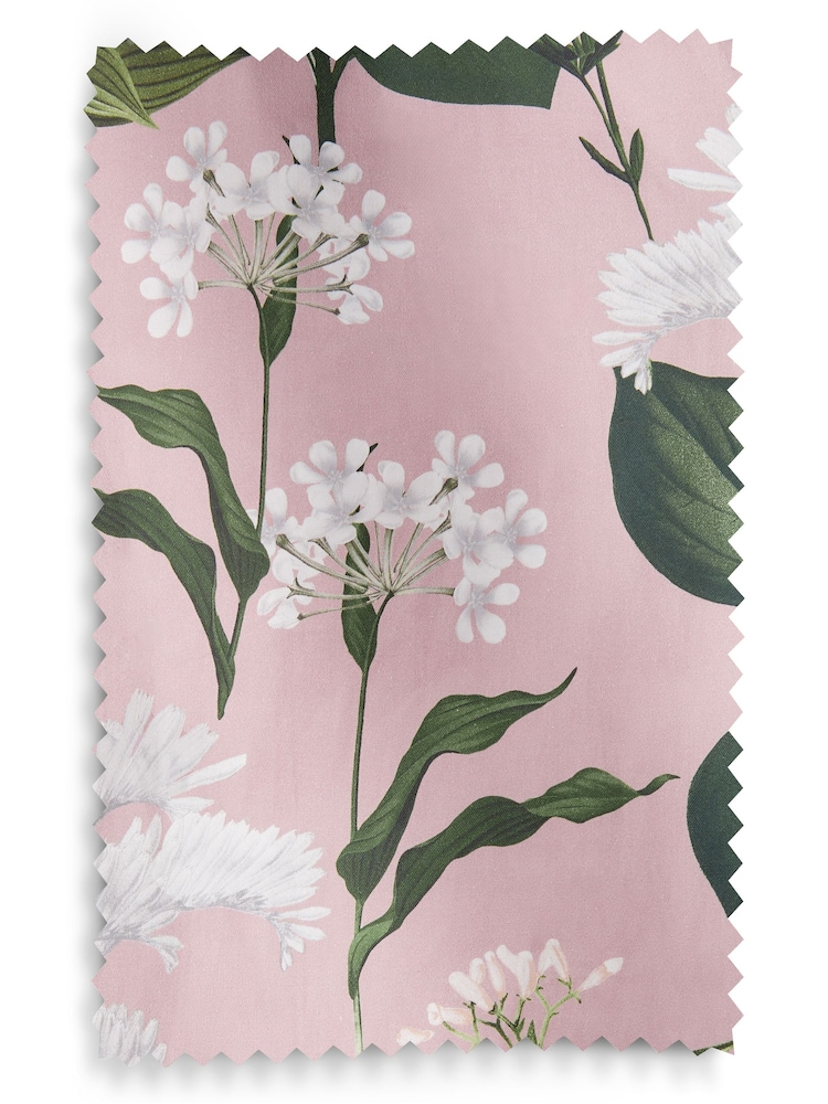 Verduisterende/thermische gordijnen met satijnen bloemenprint en plooiband van 100% katoen - Image 6 of 7