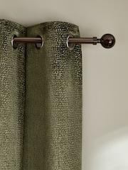 Olive Green Collection Luxe Heavyweight Cut Velvet Eyelet Lined Curtains - Image 1 of 4
