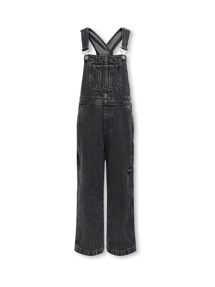 ONLY KIDS Black Carpenter 100% Cotton Denim Dungarees - Image 1 of 2
