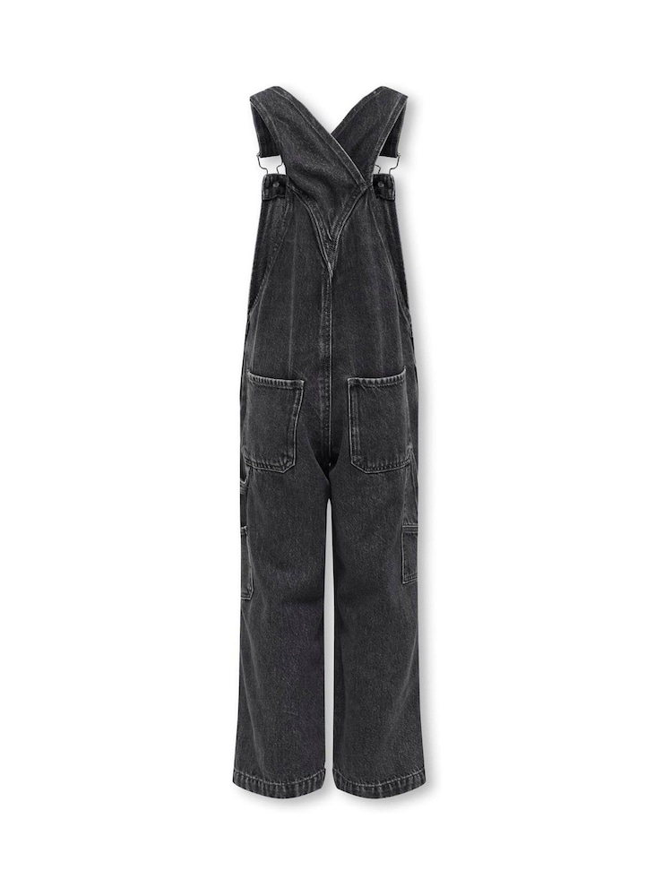 ONLY KIDS Black Carpenter 100% Cotton Denim Dungarees - Image 2 of 2