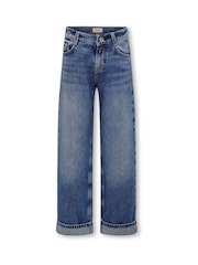 ONLY KIDS Blue Loose 100% Cotton Fold Up Jeans - Image 2 of 4