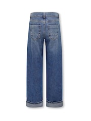 ONLY KIDS Blue Loose 100% Cotton Fold Up Jeans - Image 3 of 4