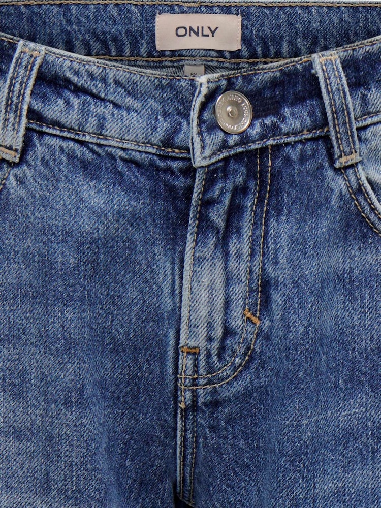 ONLY KIDS Blue Loose 100% Cotton Fold Up Jeans - Image 4 of 4