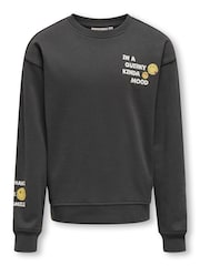 ONLY KIDS Grey Graphic Long Sleeve 100% Cotton Top - Image 1 of 2