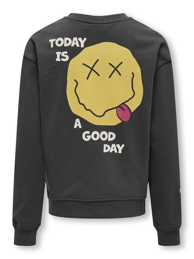 ONLY KIDS Grey Graphic Long Sleeve 100% Cotton Top - Image 2 of 2