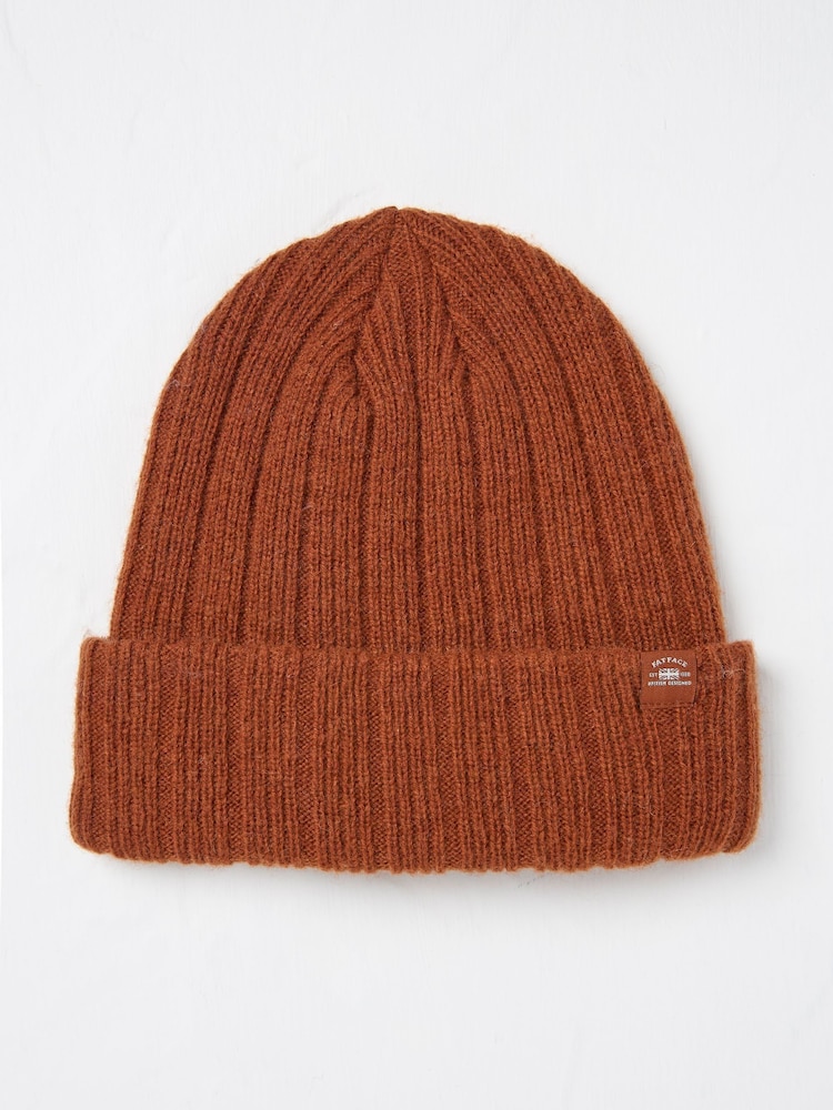 FatFace Sebastian Burnt Orange Rib Beanie - Image 1 of 4