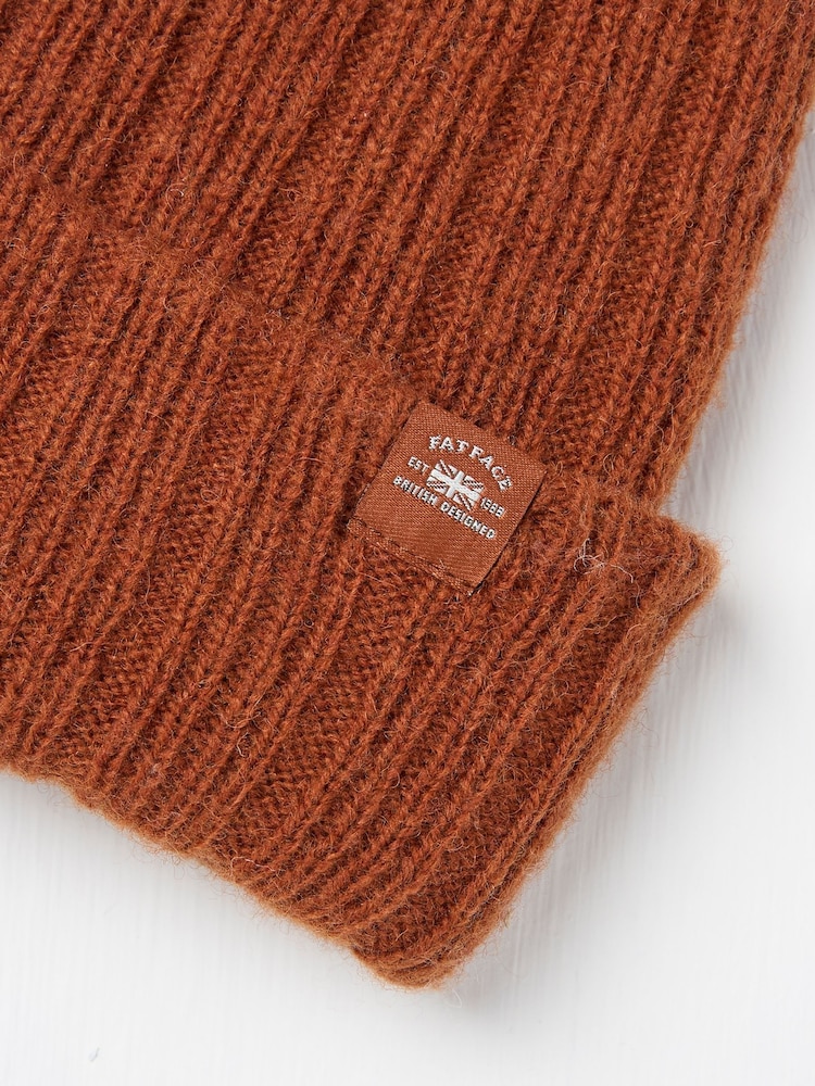 FatFace Sebastian Burnt Orange Rib Beanie - Image 2 of 4 FatFace Sebastian Burnt Orange Rib Beanie - Image 2 of 4