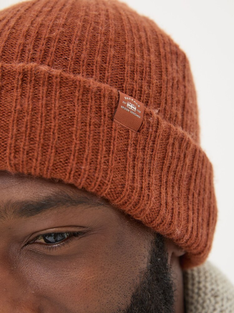 FatFace Sebastian Burnt Orange Rib Beanie - Image 4 of 4