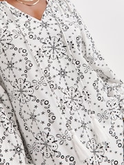 JD Williams White Printed Volume Tiered Smock Dress - Image 4 of 4