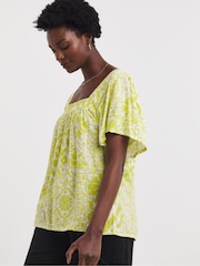 JD Williams Green Square Neck Half Sleeve Top - Image 1 of 4