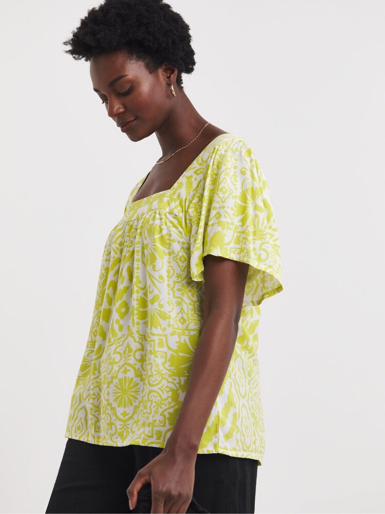JD Williams Green Square Neck Half Sleeve Top - Image 1 of 4