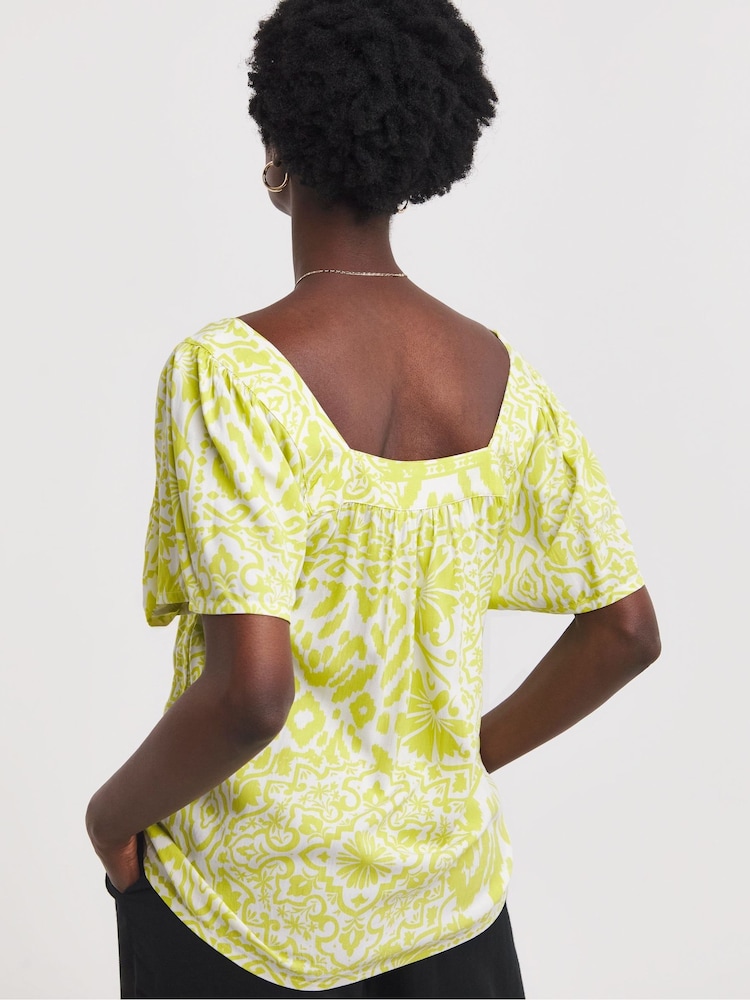 JD Williams Green Square Neck Half Sleeve Top - Image 2 of 4 JD Williams Green Square Neck Half Sleeve Top - Image 2 of 4