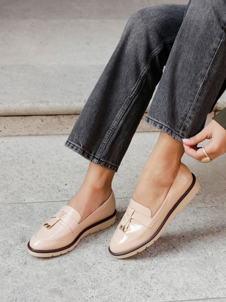 Linzi Nude Nancy Patent Loafers With Tassel Detail - Image 1 of 6