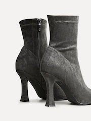 Linzi Grey Lovato Square Toe Heeled Sock Boots - Image 4 of 5
