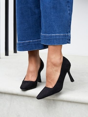 Linzi Black Colette Squared Toe Stiletto Closed Toe Court Heels - Image 1 of 5