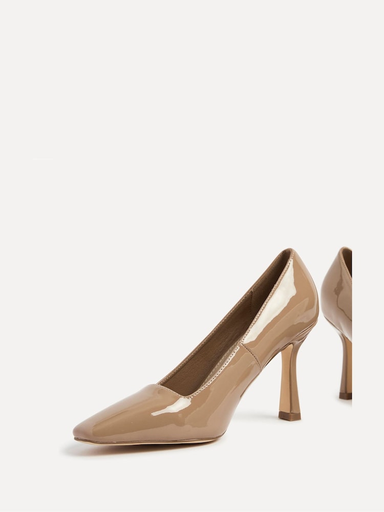 Linzi Nude Colette Squared Toe Stiletto Closed Toe Court Heels - Image 4 of 5