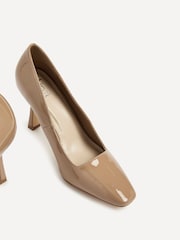 Linzi Nude Colette Squared Toe Stiletto Closed Toe Court Heels - Image 5 of 5