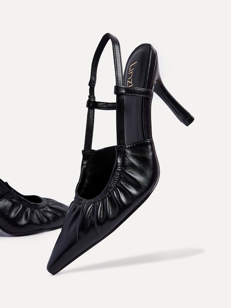 Linzi Black PU Everleigh Ruched Detail Court Heels - Image 6 of 6
