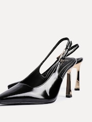 Linzi Black Lizzie Courts With Gold Chrome Stiletto Heels - Image 4 of 5