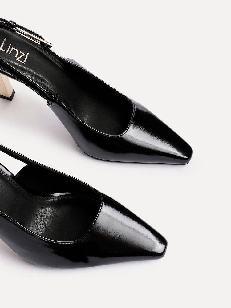 Linzi Black Lizzie Courts With Gold Chrome Stiletto Heels - Image 5 of 5
