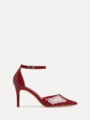 Linzi Red Maci Stiletto Court Heels With Ankle Strap - Image 3 of 6