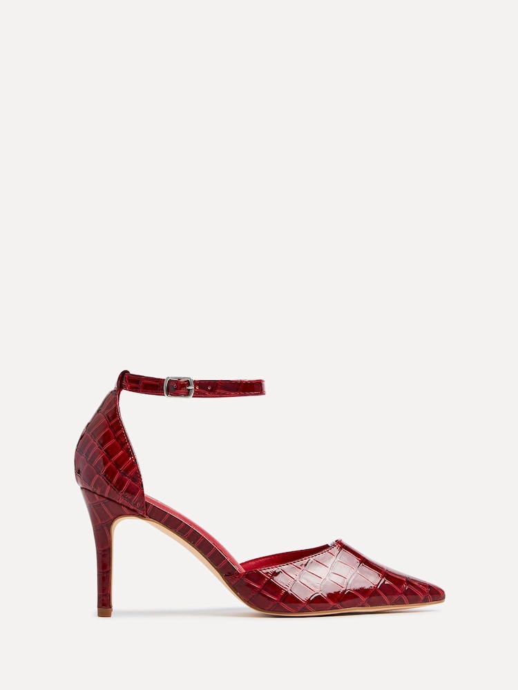 Linzi Red Maci Stiletto Court Heels With Ankle Strap - Image 3 of 6