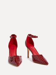 Linzi Red Maci Stiletto Court Heels With Ankle Strap - Image 4 of 6