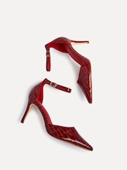 Linzi Red Maci Stiletto Court Heels With Ankle Strap - Image 5 of 6